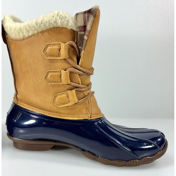 Jessica Carlyle Gavin Ankle Duck Boots Navy & Brown Women Size 8.5 - Picture 4 of 12